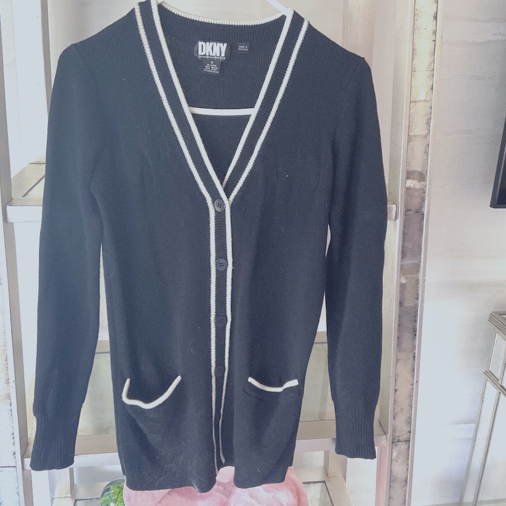 Donna Karan DKNY “Varsity Boyfriend” cardigan sweater